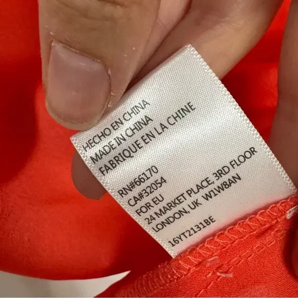 Harlyn Orange Scalloped Satin Camisole Tank Top Womens XS Capsule Wardrobe Basic - Picture 4 of 9